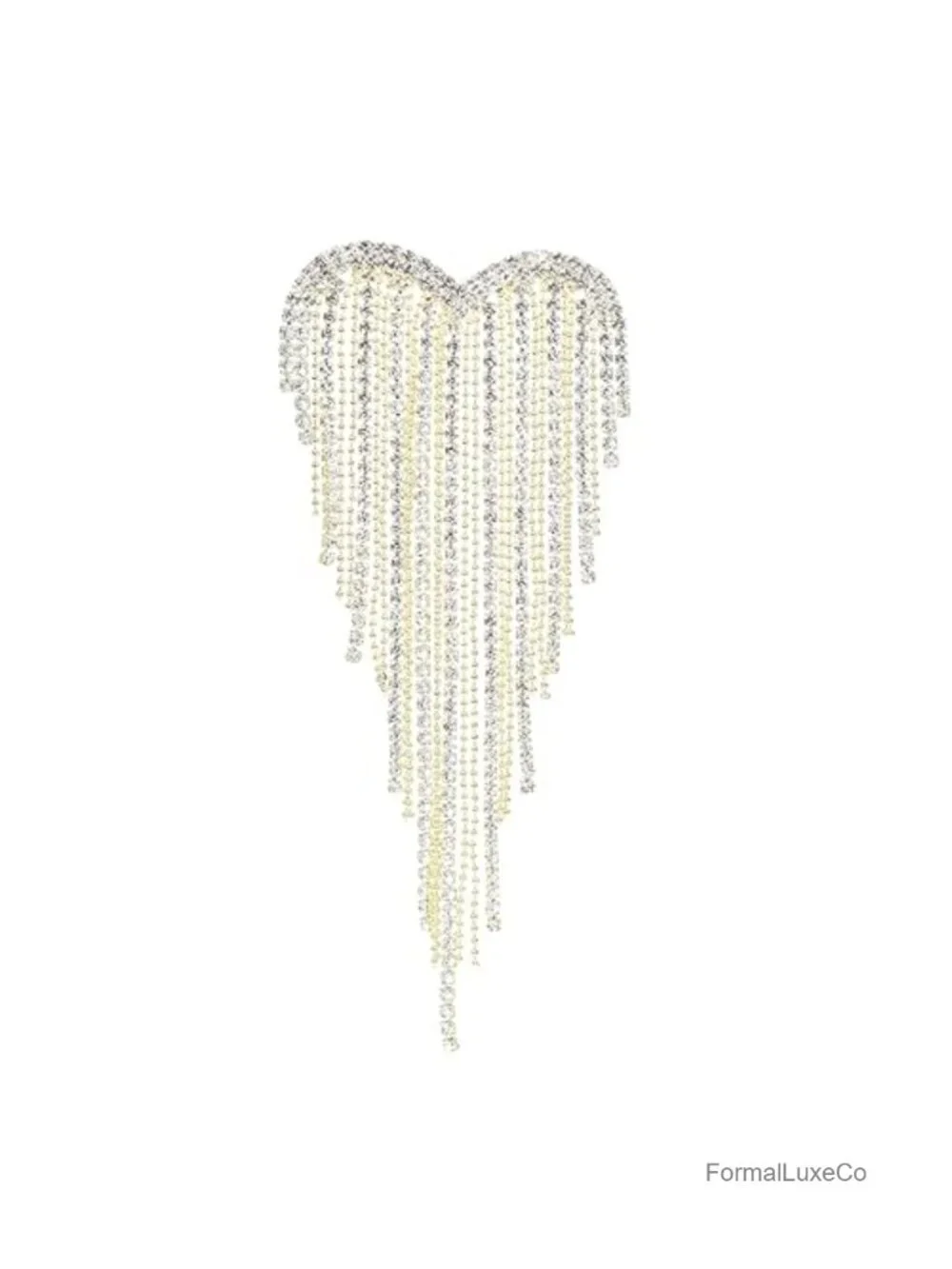 Elegant Red Heart Rhinestone Brooch Pin Women Vintage Crystal Tassel Dress
